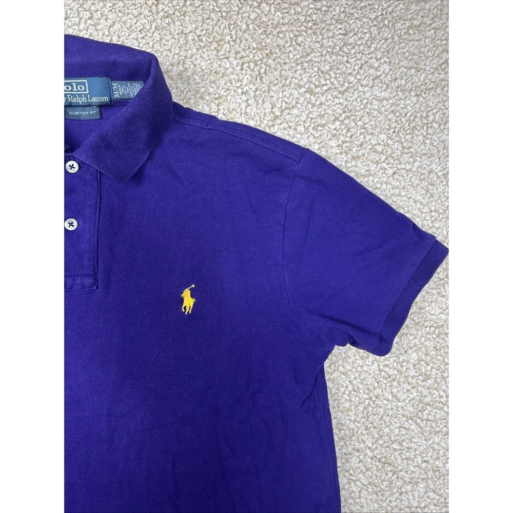 Polo By Ralph Lauren Polo Shirt Men's Size Medium Purple Custom Fit Gold Pony